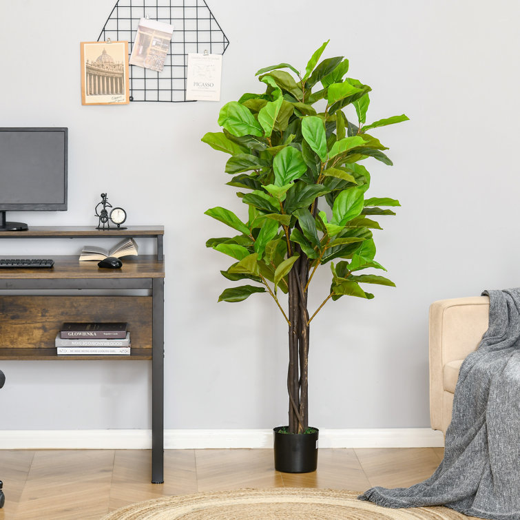 Freeport Park® 61'' Faux Fiddle Leaf Fig Tree in Cement Pot Wayfair
